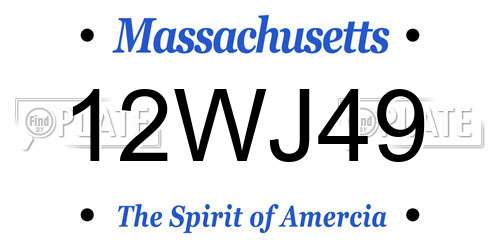 12WJ49 Massachusetts License Plate