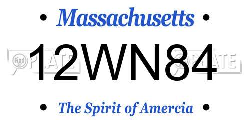 12WN84 Massachusetts License Plate