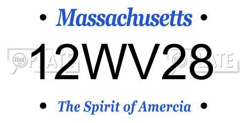 12WV28 Massachusetts License Plate