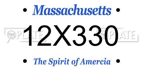 12X330 Massachusetts License Plate