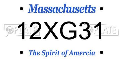 12XG31 Massachusetts License Plate