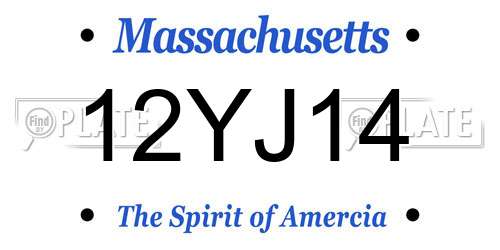 12YJ14 Massachusetts License Plate