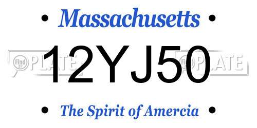 12YJ50 Massachusetts License Plate