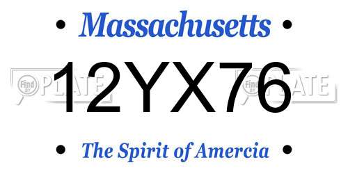 12YX76 Massachusetts License Plate
