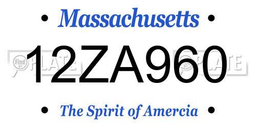 12ZA960 Massachusetts License Plate