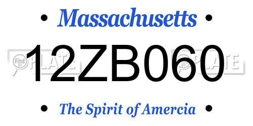 12ZB060 Massachusetts License Plate