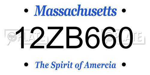 12ZB660 Massachusetts License Plate