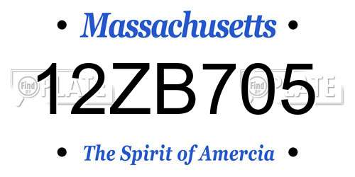 12ZB705 Massachusetts License Plate