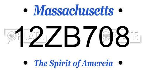 12ZB708 Massachusetts License Plate