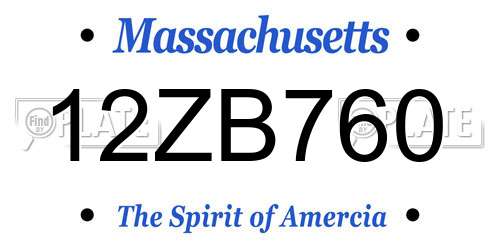 12ZB760 Massachusetts License Plate
