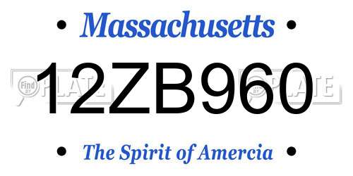 12ZB960 Massachusetts License Plate