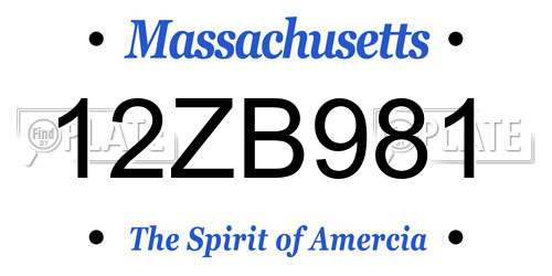 12ZB981 Massachusetts License Plate