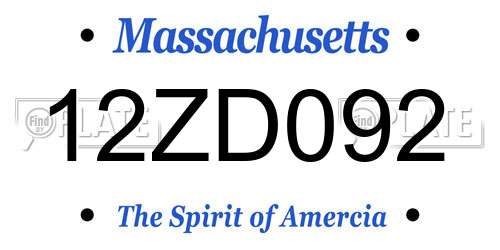 12ZD092 Massachusetts License Plate