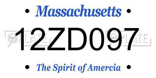 12ZD097 Massachusetts License Plate