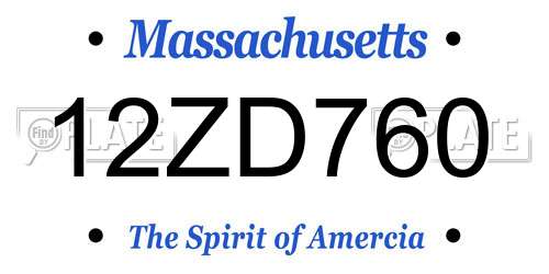 12ZD760 Massachusetts License Plate