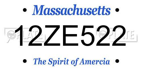 12ZE522 Massachusetts License Plate