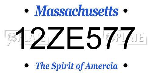 12ZE577 Massachusetts License Plate