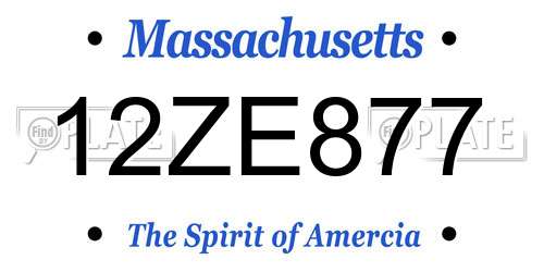 12ZE877 Massachusetts License Plate