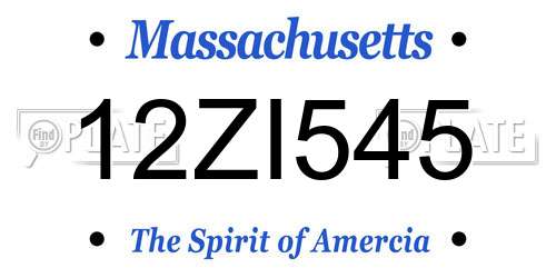 12ZI545 Massachusetts License Plate