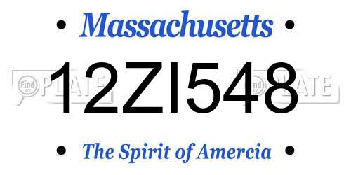 12ZI548 Massachusetts License Plate