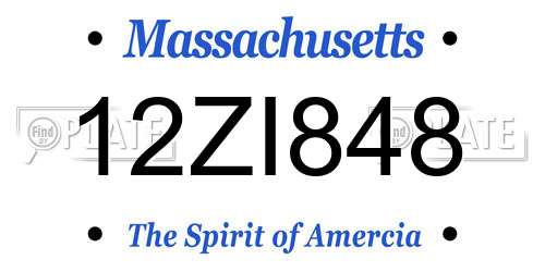 12ZI848 Massachusetts License Plate