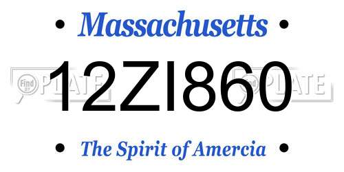 12ZI860 Massachusetts License Plate