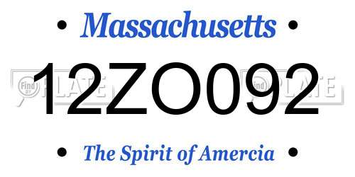 12ZO092 Massachusetts License Plate