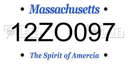 12ZO097 Massachusetts License Plate