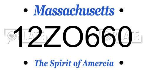 12ZO660 Massachusetts License Plate