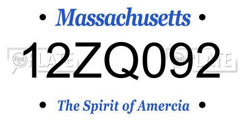 12ZQ092 Massachusetts License Plate