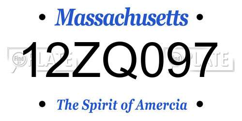 12ZQ097 Massachusetts License Plate