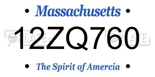12ZQ760 Massachusetts License Plate