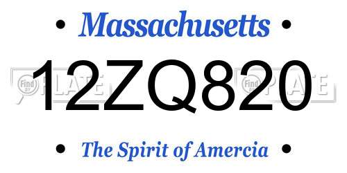 12ZQ820 Massachusetts License Plate