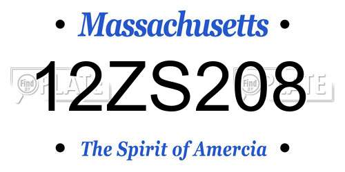 12ZS208 Massachusetts License Plate
