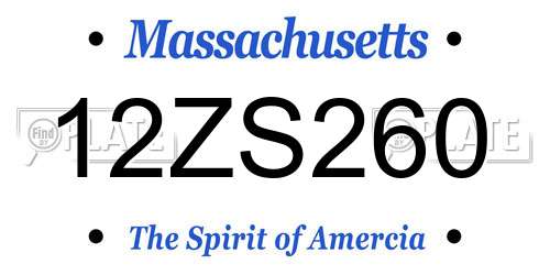 12ZS260 Massachusetts License Plate