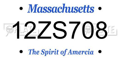 12ZS708 Massachusetts License Plate