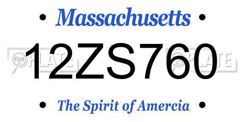 12ZS760 Massachusetts License Plate