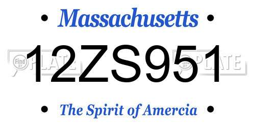12ZS951 Massachusetts License Plate