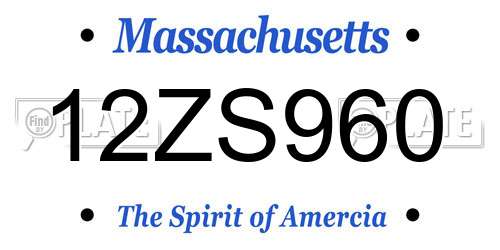12ZS960 Massachusetts License Plate