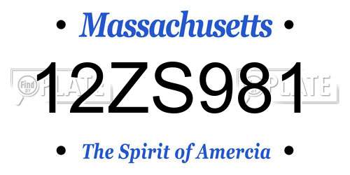 12ZS981 Massachusetts License Plate