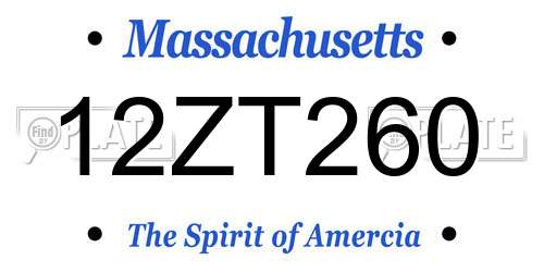 12ZT260 Massachusetts License Plate
