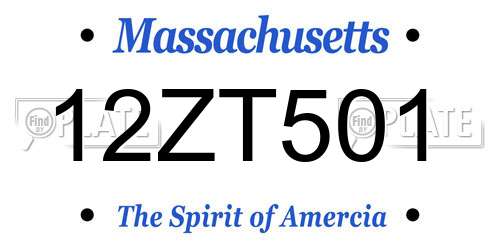 12ZT501 Massachusetts License Plate