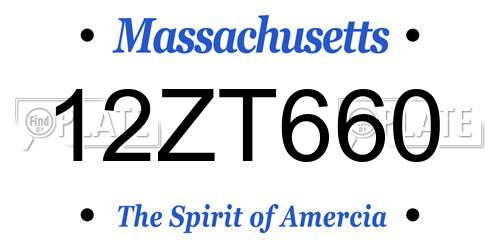 12ZT660 Massachusetts License Plate