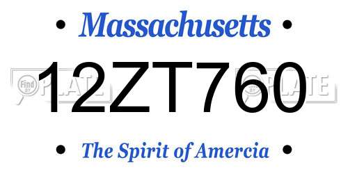 12ZT760 Massachusetts License Plate