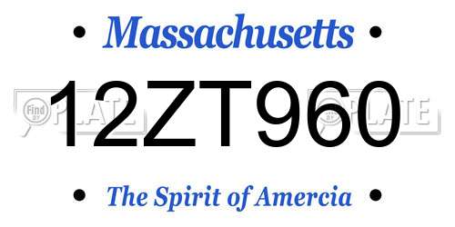 12ZT960 Massachusetts License Plate