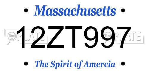 12ZT997 Massachusetts License Plate