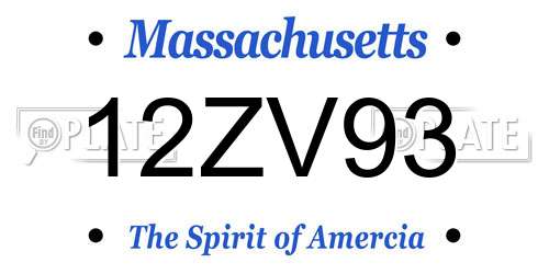 12ZV93 Massachusetts License Plate