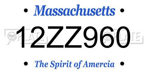 12ZZ960 Massachusetts License Plate
