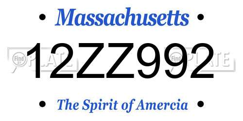 12ZZ992 Massachusetts License Plate