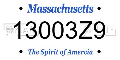 13003Z9 Massachusetts License Plate